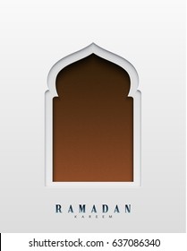 Arabic window design. Ramadan Kareem greeting card.