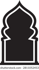 Arabic window and door icon featuring Islamic arch shapes mosque style frames traditional Middle Eastern architecture decorative entrances outline silhouette vector design