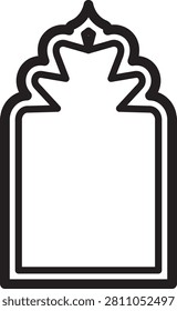 Arabic window and door icon featuring Islamic arch shapes mosque style frames traditional Middle Eastern architecture decorative entrances outline silhouette vector design