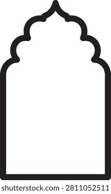 Arabic window and door icon featuring Islamic arch shapes mosque style frames traditional Middle Eastern architecture decorative entrances outline silhouette vector design