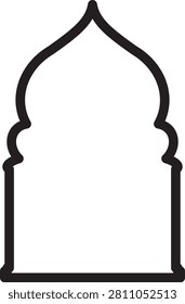 Arabic window and door icon featuring Islamic arch shapes mosque style frames traditional Middle Eastern architecture decorative entrances outline silhouette vector design