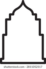 Arabic window and door icon featuring Islamic arch shapes mosque style frames traditional Middle Eastern architecture decorative entrances outline silhouette vector design
