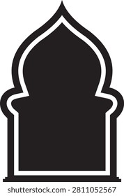 Arabic window and door icon featuring Islamic arch shapes mosque style frames traditional Middle Eastern architecture decorative entrances outline silhouette vector design
