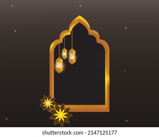 Ventana árabe con flores. bella linterna brillante