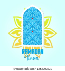 Arabic window. Ramadan Kareem greeting card. Vector design