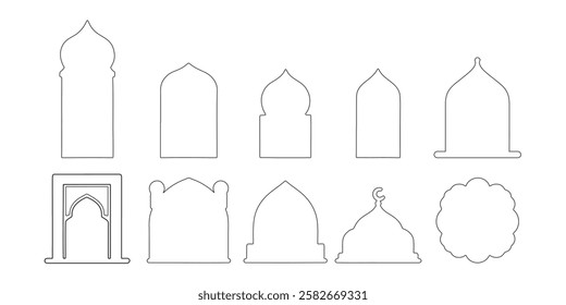 Arabic Windows Icon Set Islamic Arabic of Islamic Mosque Minaret Silhouette, Illustration for text box Collection