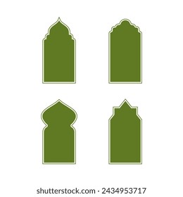 ventanas árabes. Ventanas y arcos islámicos de estilo oriental. Marcos islámicos árabes. Ventanas o puertas árabes orientales arco para la decoración árabe. Formas de silueta de kareem de Ramadán.