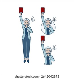 An arabic woman in casual fashion With a red card