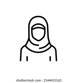 Arabic Woman In Hijab Amira Line Color Icon. Isolated Vector Element. Outline Pictogram For Web Page, Mobile App, Promo