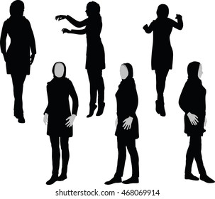 Arabic woman silhouette in doctor pose, isolated on white background