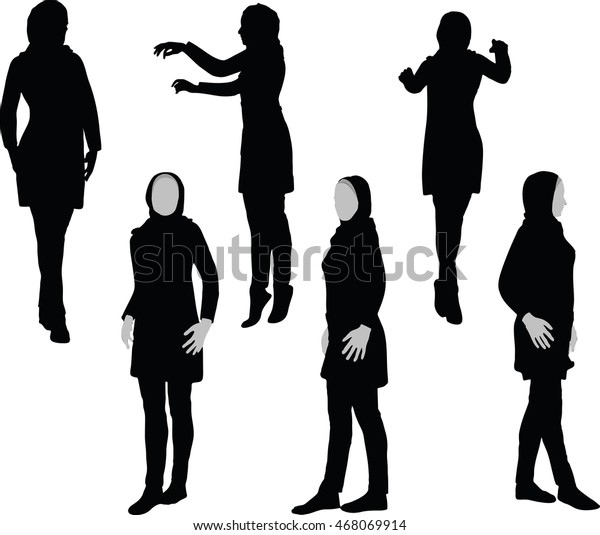 Arabic Woman Silhouette Doctor Pose Isolated Stock Vector (Royalty Free ...