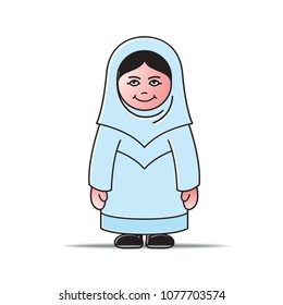 Arabic woman with smile standing in strait vector drawing