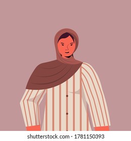 arabic woman in traditional clothes arab female cartoon character portrait vector illustration