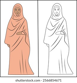 Arabic woman in traditional costume. Color illustration.