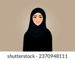 Arabic woman wearing a black Abaya