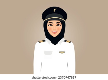 Arabic woman wearing pilot uniform