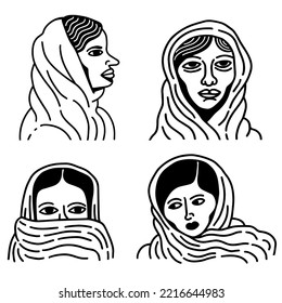 Arabic women with with hijab cloth set