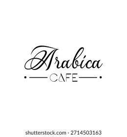 Arabica Cafe Decorative Script Logo, Elegant Vintage Calligraphy Typography Vector for Branding
