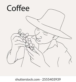 arabica coffee in ink drawing on paper for graphic design, packaging, label, poster, promotional art, art print, display, wallpaper on coffee shop, restaurant, office. coffee sketch with black ink