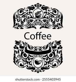 arabica coffee in ink drawing on paper for graphic design, packaging, label, poster, promotional art, art print, display, wallpaper on coffee shop, restaurant, office. coffee sketch with black ink