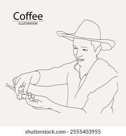 arabica coffee in ink drawing on paper for graphic design, packaging, label, poster, promotional art, art print, display, wallpaper on coffee shop, restaurant, office. coffee sketch with black ink