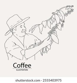 arabica coffee in ink drawing on paper for graphic design, packaging, label, poster, promotional art, art print, display, wallpaper on coffee shop, restaurant, office. coffee sketch with black ink