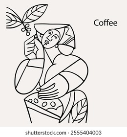 arabica coffee in ink drawing on paper for graphic design, packaging, label, poster, promotional art, art print, display, wallpaper on coffee shop, restaurant, office. coffee sketch with black ink