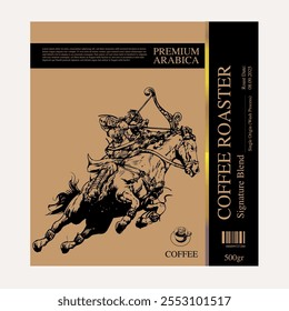 Café de Arábica en estilo de ilustración de tinta con Diseño gráfico para póster, etiqueta, embalaje, pegatina, impresión de arte, folleto, Anuncio. Label Pack en tema de café con cultura balinesa, elefante, bote, le