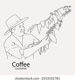 Arabica café en estilo de ilustración de tinta con Diseño gráfico para póster, etiqueta, embalaje, etiqueta engomada, impresión de arte, folleto, Anuncio. xilografía arte en tema de café con la cultura balinesa, elefante, bote, le