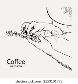 Arabica café en estilo de ilustración de tinta con Diseño gráfico para póster, etiqueta, embalaje, etiqueta engomada, impresión de arte, folleto, Anuncio. xilografía arte en tema de café con la cultura balinesa, elefante, bote, le