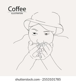 Arabica café en estilo de ilustración de tinta con Diseño gráfico para póster, etiqueta, embalaje, etiqueta engomada, impresión de arte, folleto, Anuncio. xilografía arte en tema de café con la cultura balinesa, elefante, bote, le