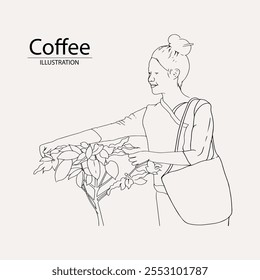 Arabica café en estilo de ilustración de tinta con Diseño gráfico para póster, etiqueta, embalaje, etiqueta engomada, impresión de arte, folleto, Anuncio. xilografía arte en tema de café con la cultura balinesa, elefante, bote, le