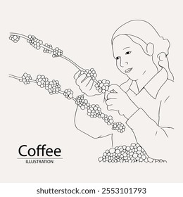 Arabica café en estilo de ilustración de tinta con Diseño gráfico para póster, etiqueta, embalaje, etiqueta engomada, impresión de arte, folleto, Anuncio. xilografía arte en tema de café con la cultura balinesa, elefante, bote, le