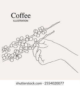 Arabica coffee in ink illustration style with graphic design for poster, label, packaging, sticker, art print, brochure, banner. woodcut art into coffee theme with Balinese culture, elephant, boat, le