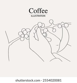 Arabica coffee in ink illustration style with graphic design for poster, label, packaging, sticker, art print, brochure, banner. woodcut art into coffee theme with Balinese culture, elephant, boat, le