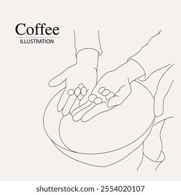 Arabica coffee in ink illustration style with graphic design for poster, label, packaging, sticker, art print, brochure, banner. woodcut art into coffee theme with Balinese culture, elephant, boat, le