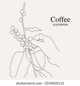 Arabica coffee in ink illustration style with graphic design for poster, label, packaging, sticker, art print, brochure, banner. woodcut art into coffee theme with Balinese culture, elephant, boat, le