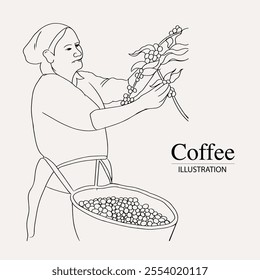 Arabica coffee in ink illustration style with graphic design for poster, label, packaging, sticker, art print, brochure, banner. woodcut art into coffee theme with Balinese culture, elephant, boat, le