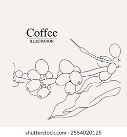 Arabica coffee in ink illustration style with graphic design for poster, label, packaging, sticker, art print, brochure, banner. woodcut art into coffee theme with Balinese culture, elephant, boat, le