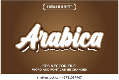 Arabica-Kaffee-Texteffekt - bearbeitbarer 3D-Schriftschnitt auf braunem Hintergrund