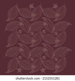 Arabica Pattern.Coffee Plant With Coffee Berry. Vector Illustration.