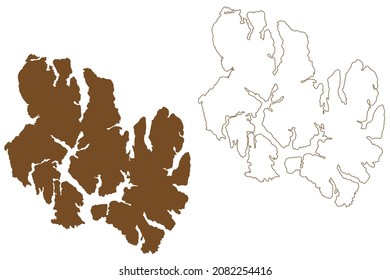 Aracena Insel ( Republik Chile, Süd- und Lateinamerika, Archipel Tierra del Fuego) Karte, Vektorgrafik, Skizze Isla Aracena Karte