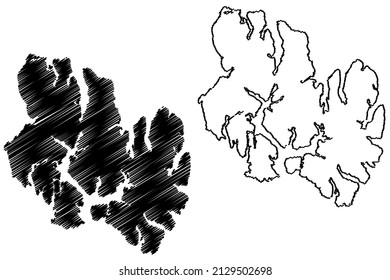 Aracena Insel ( Republik Chile, Süd- und Lateinamerika, Archipel Tierra del Fuego) Karte, Vektorgrafik, Skizze Isla Aracena Karte