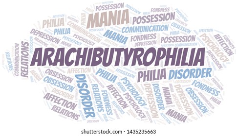 Arachibutyrophilia word cloud. Type of Philia.
