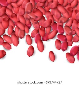 Arachis or peanuts background with red scattered nuts