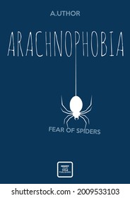Arachnophobia concept. Book cover creative template. Fiction or non-fiction genre. Mid century style design.