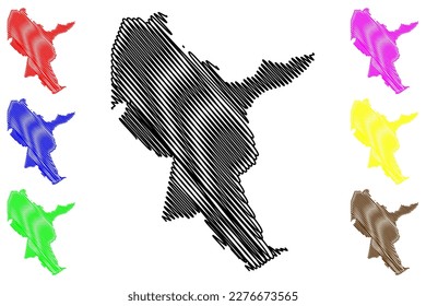 Aracoiaba municipality (Ceará state, Municipalities of Brazil, Federative Republic of Brazil) map vector illustration, scribble sketch Aracoiaba map
