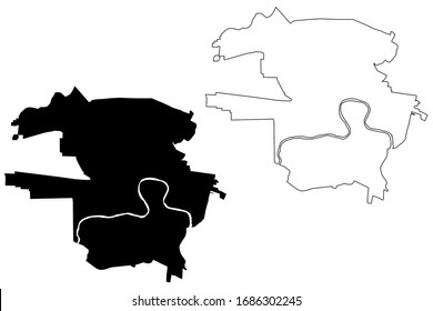 Arad City (Republic of Romania) map vector illustration, scribble sketch City of Arad map