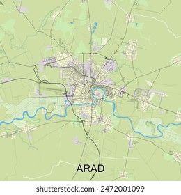 Arad, Rumanía mapa poster art