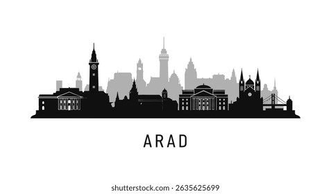 Arad Skyline Romania Cityscape Silhouette.